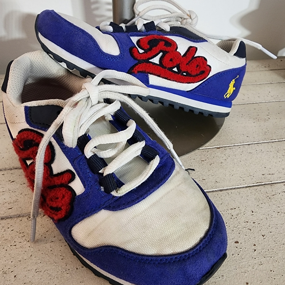 Polo by Ralph Lauren Blue and White Kids Sneakers